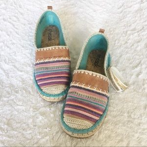 Teal and Multicolor Stripe Espadrilles